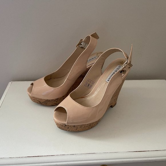 Steve Madden Nude Wedge Heel Sandals - Picture 1 of 2